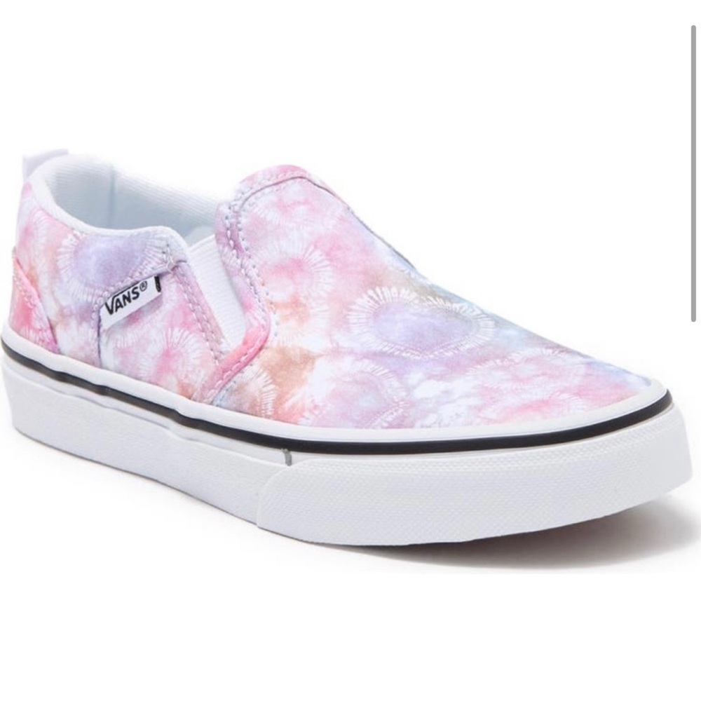 Vans Asher Heart Tie Dye Slip-On Shoes (Big girls Size 4)